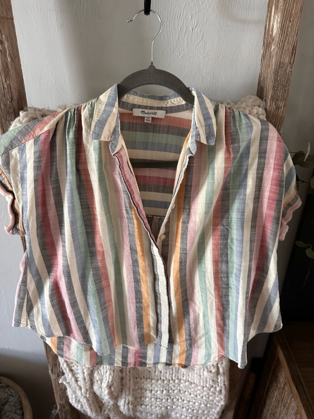 Madewell Pastel Multistripe Cotton Button-Front Shirt